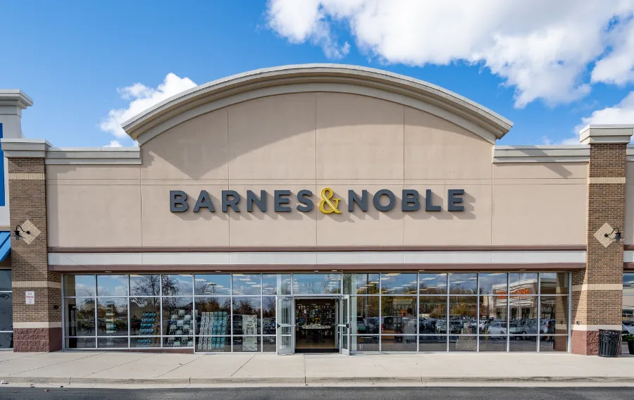 Barnes & Noble bookstore storefront with blue sky