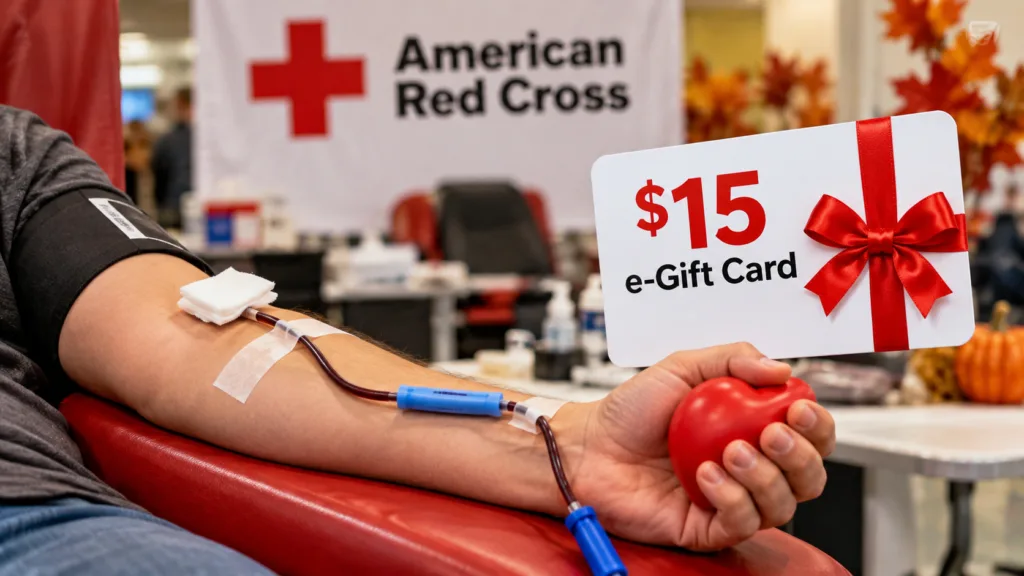 Blood Donation with 15 Gift Card Red Cross Blood Donation Rewards & Freebies
